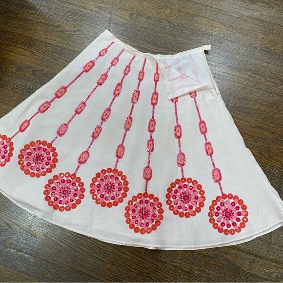 Kemp & Company Pale Pink Skirt Size 14 Quarter Circle Sequin Embellished Cotton - Picture 8 of 11